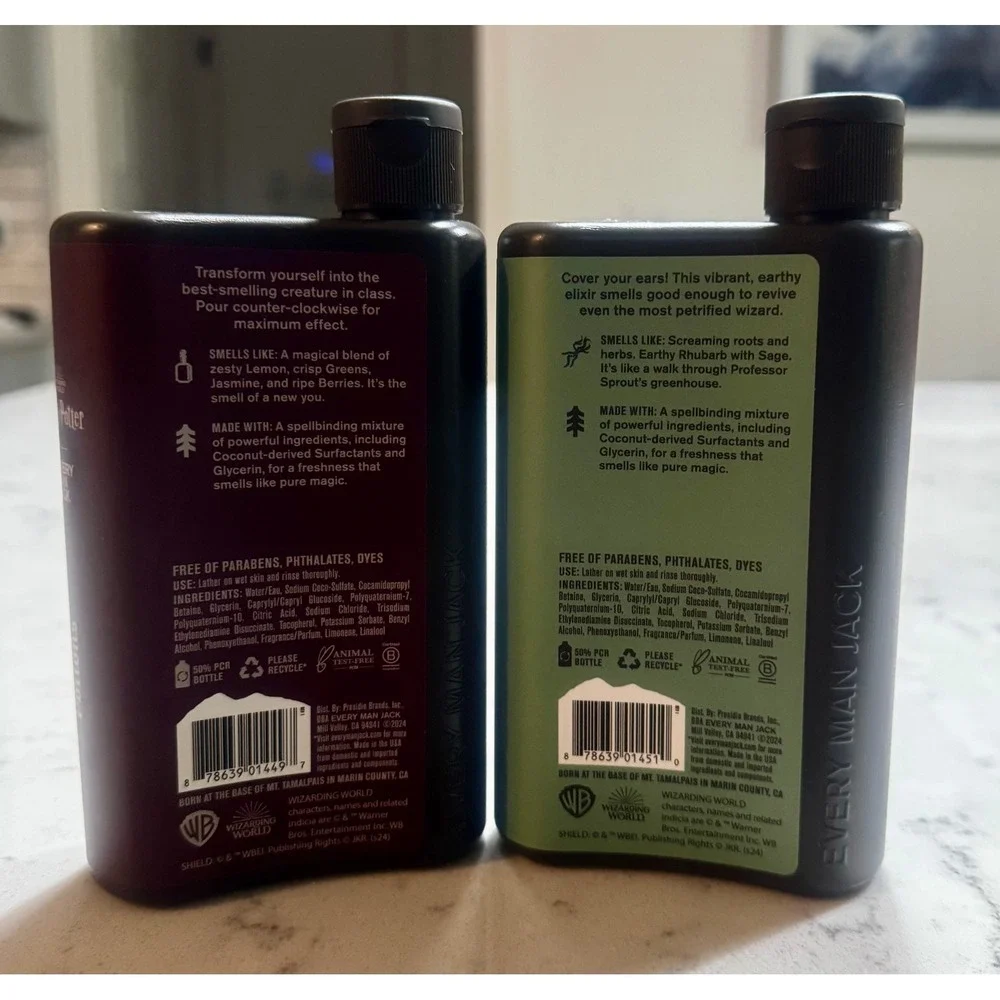 Every Man Jack Harry Potter Body Wash Lot of 2 Potions Herbology Rare Limited